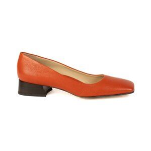 Brand New: Orange Leather Chunky Heels